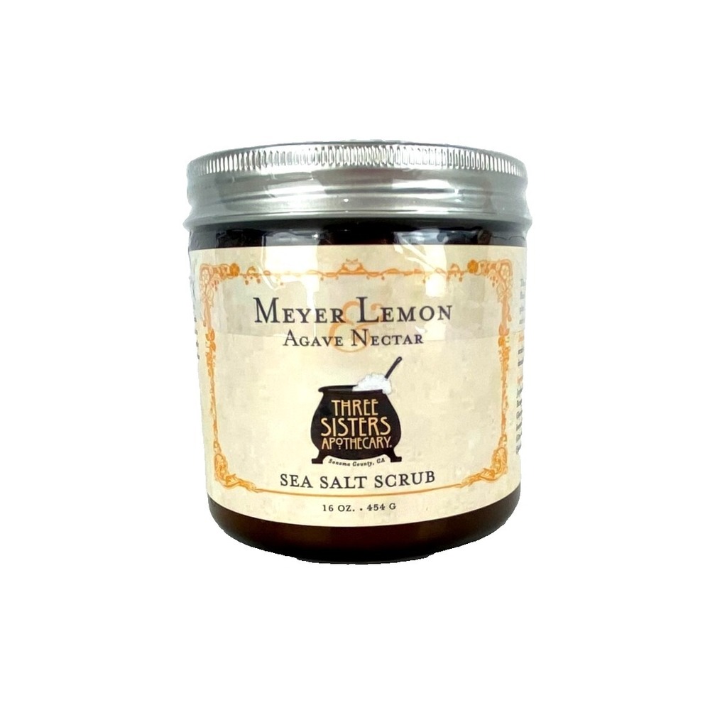 NEW Sea Salt Scrub 16 Oz Three Sisters Apothecary Meyer Lemon Sealed, NorCal Fav